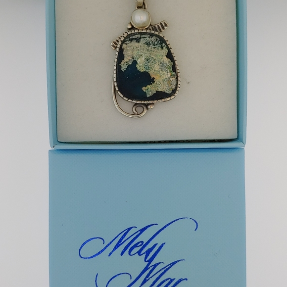 Steling Silver Roman Glass One of a Kind Necklace - Picture 3 of 4